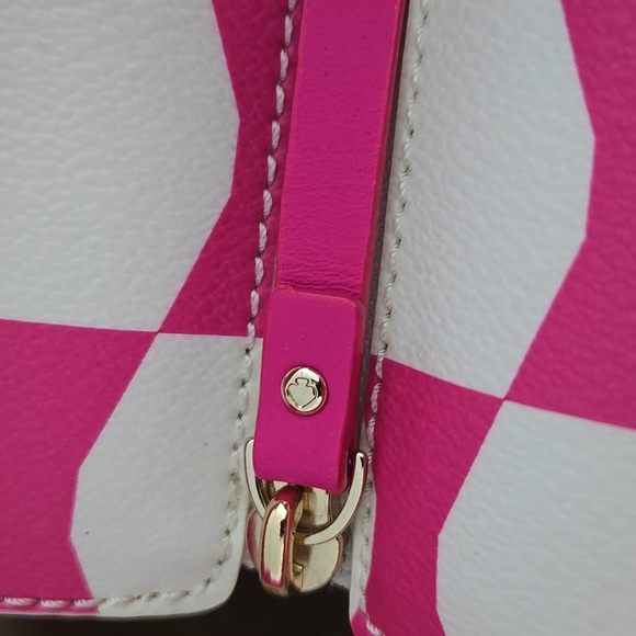 KATE SPADE BOW TOTE w/ Kate spade charm pink & white bow pattern 17 x 10 in - Picture 16 of 16
